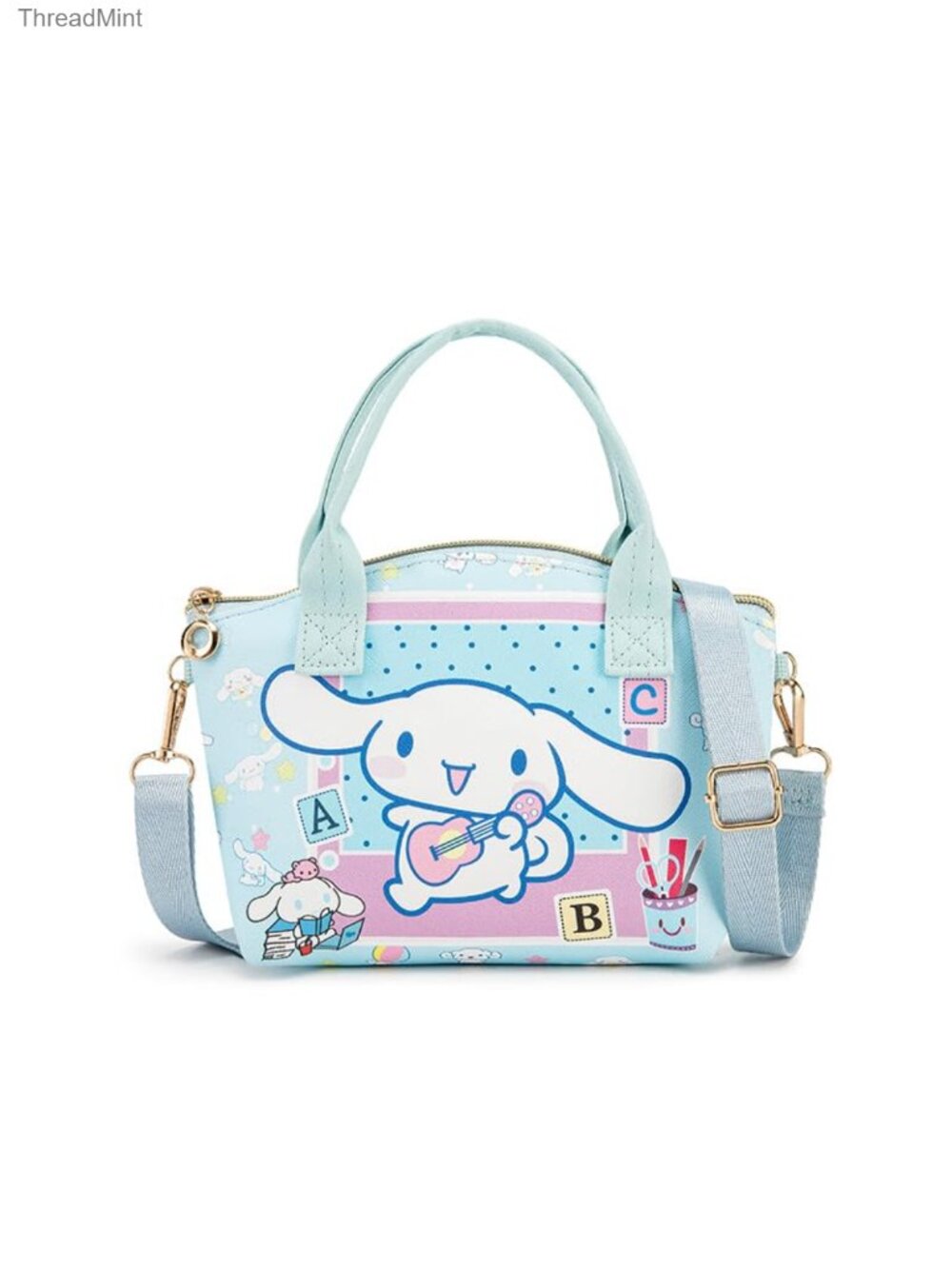 Cartoon Crossbody Tote Bag PU Leather Satchel Detachable Strap Women Travel